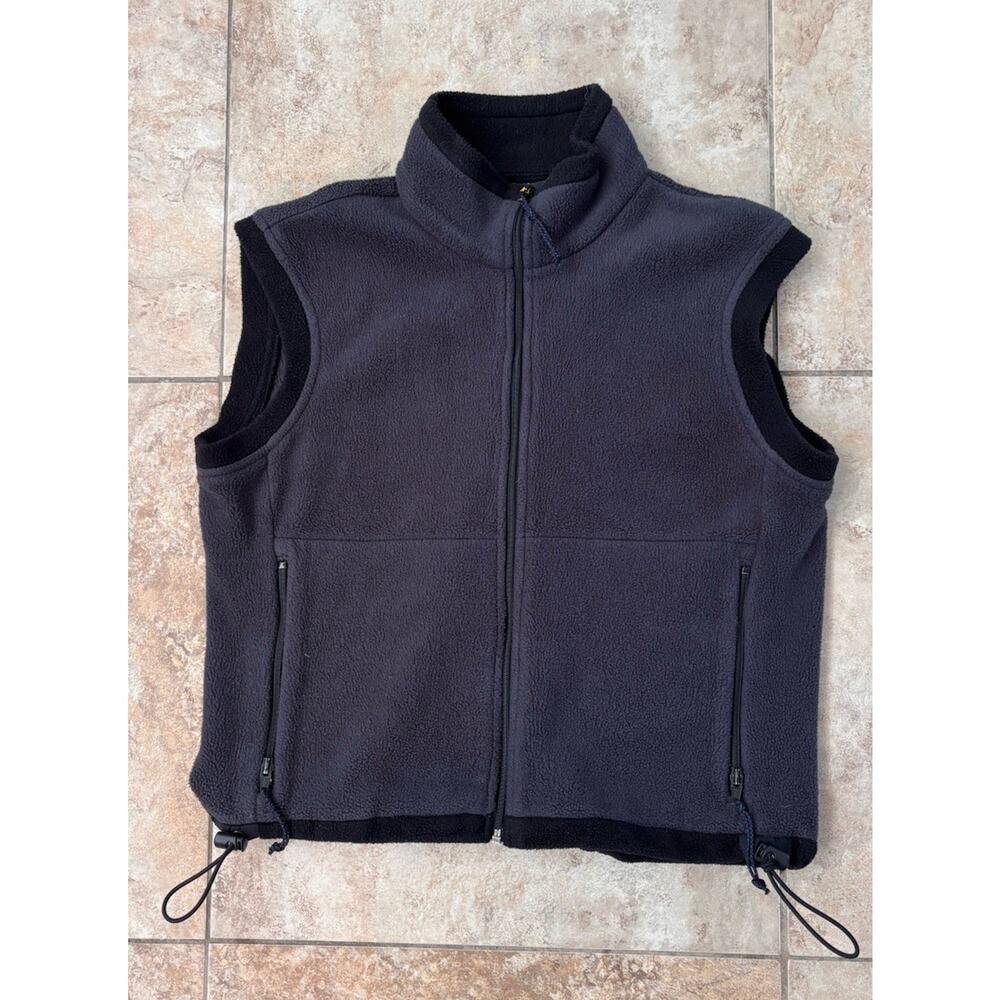 REI Polartec Fleece Vest Grey/Blk Full Zip Outdoor Hiking Camping Mens Small